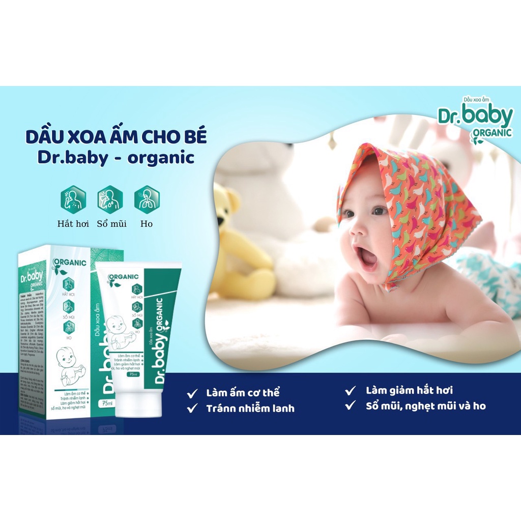 Dầu bôi ấm ngực Dr baby Organic giữ ấm cơ thể