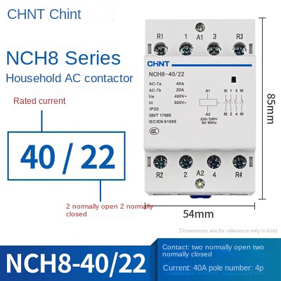 Contactor AC NCH8-40 40A [2 Mở Và 2 Đóng] | NCH8 20/25/40/63 CHINT 220V Xoay Chiều – Điều Khiển Điện Thông Minh