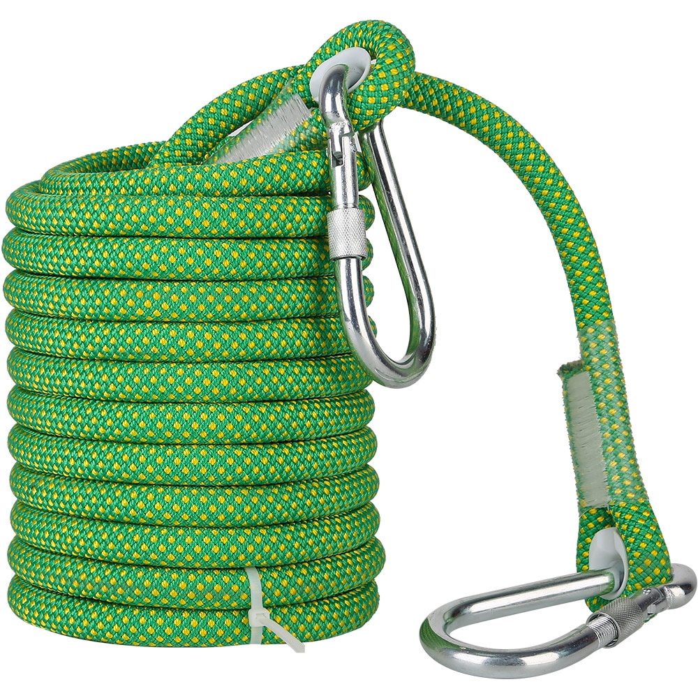 Chất Lượng Tốt 10M dây leo 16Mm Dây + 2 Móc Cho Đi Bộ Đường Dài Ngoài Trời Leo Núi Leo Núi dây treo an toàn dây cầm