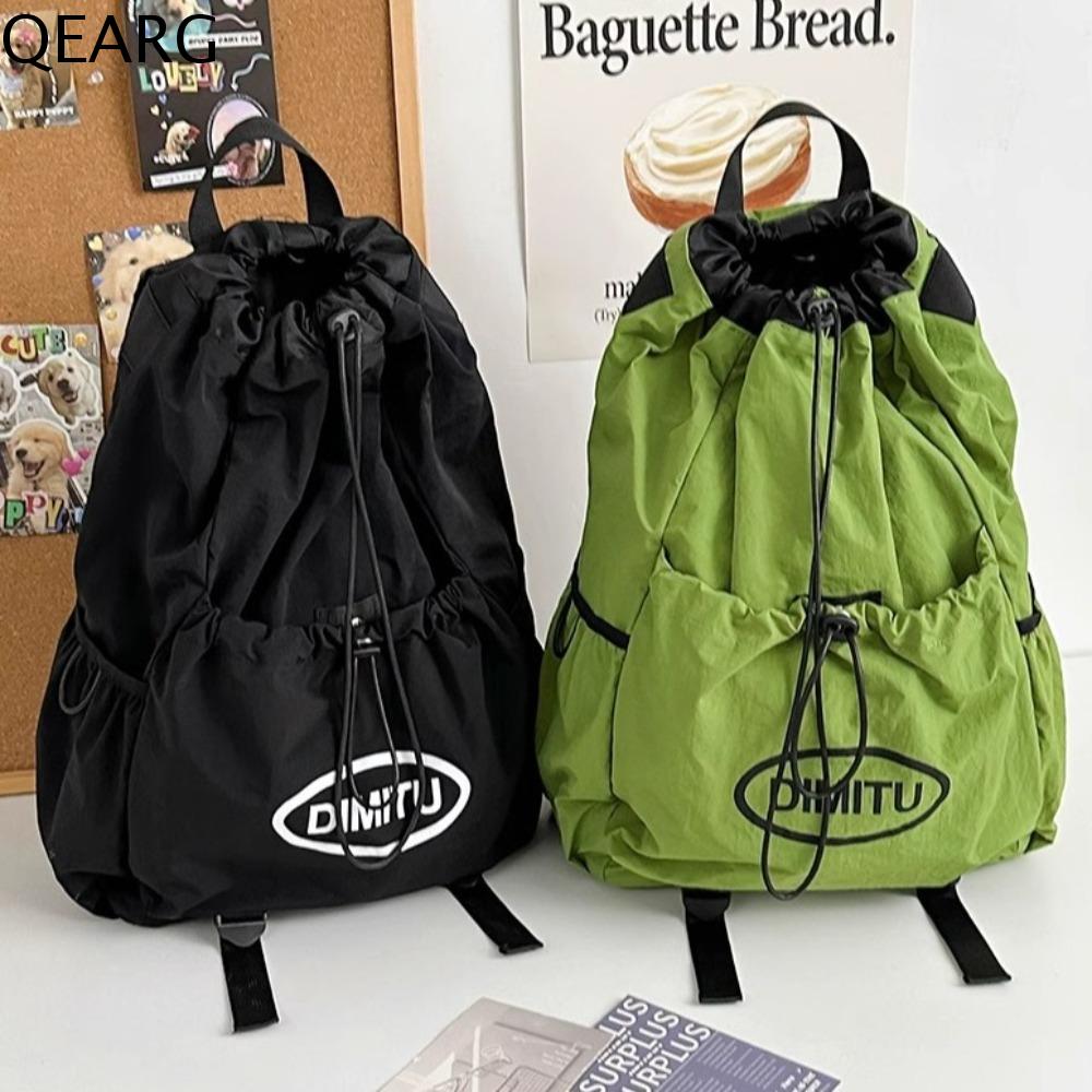 QEARG Nylon Ba lô dây rút Di động Sức chứa lớn Túi leo núi Thể thao Bền Túi đi bộ đường dài Nam