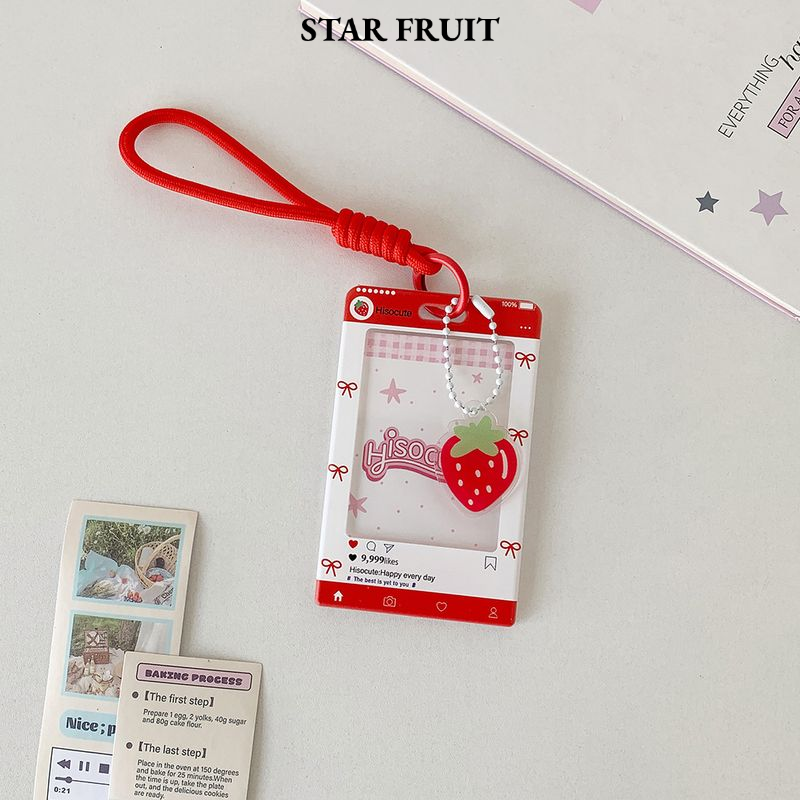 STAR FRUIT⭐ Cute Transparent Card Holder with Charm Pendant and Lanyard for Student ID, Meal Card, Access Card - Kawaii Style ราคา 36 บาท*ส่งฟรี