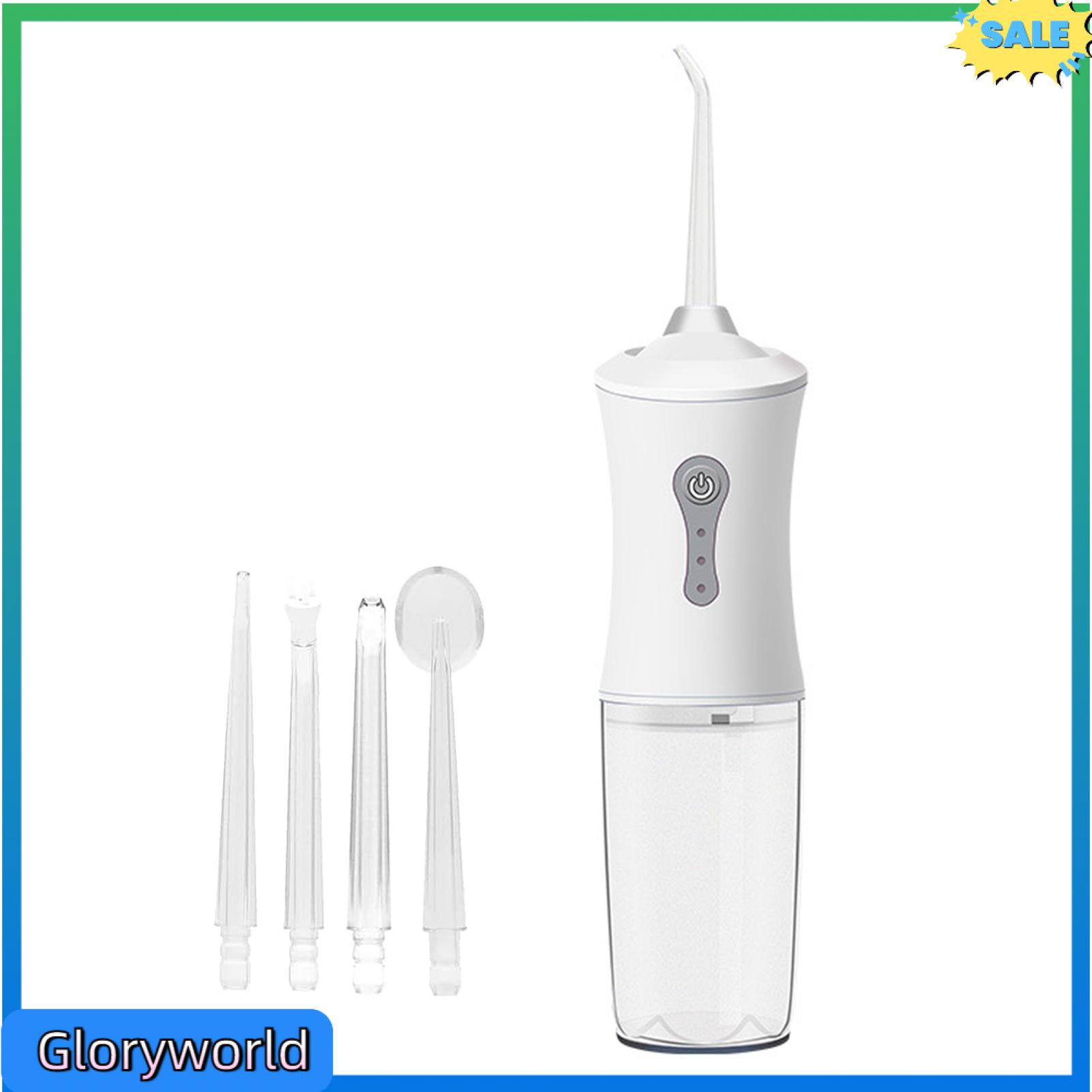 Gloryworld chỉ nha khoa nước có thể sạc lại tăm nước không thấm nước nha khoa không dây chỉ nha khoa 3 chế độ 360 ° Xoay vòi phun dụng cụ vệ sinh răng miệng có thể sạc cao áp làm sạch răng cho nhà du lịch IPX7 điện