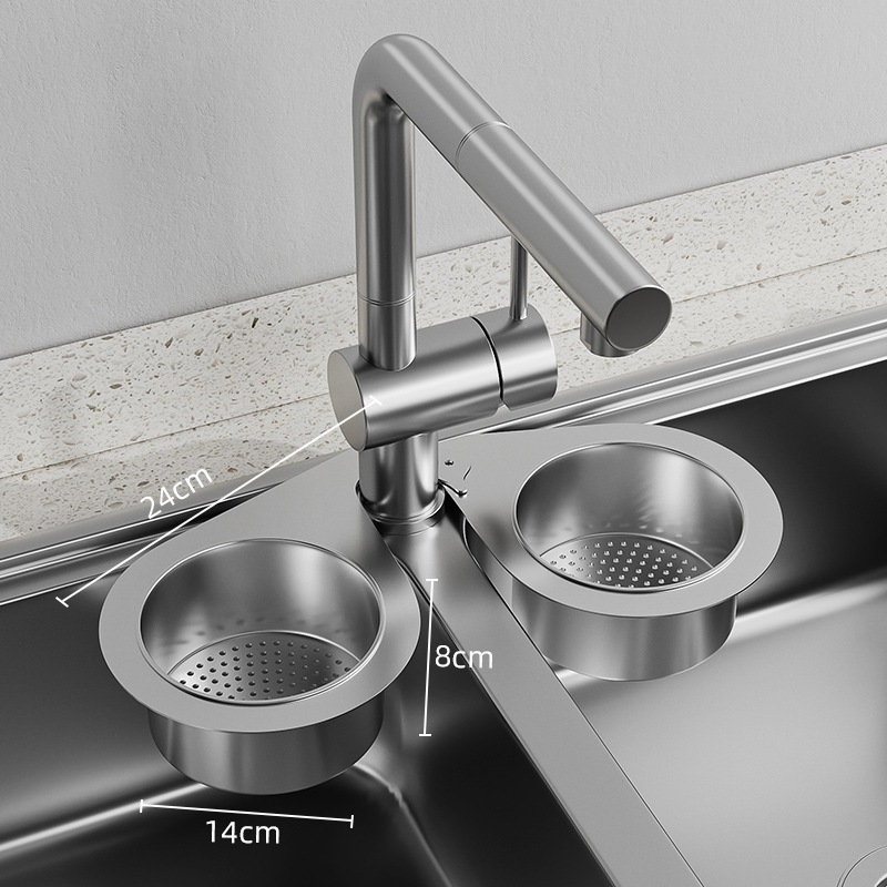 Khay Lọc Rác Bằng Thép Không Gỉ Gắn Bồn Rửa Bát, Giỏ Đựng Đồ Rửa Chén Bát Đa Năng Hình Cổ Thiên Nga Treo Bồn Rửa Chén