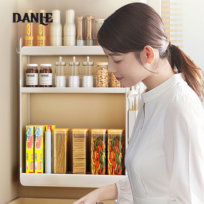 Hole-free kitchen wall-mounted storage rack Multifunctional wall-mounted spice rack to store bottles and jars with seasoning rack ราคา 697 บาท*ส่งฟรี