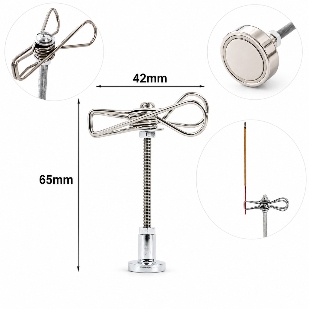 Magnetic Mosquito Coil Holder Stainless Steel Stand Adjustable Clip Anti Fall Incense Burner Tray Camping Outdoor