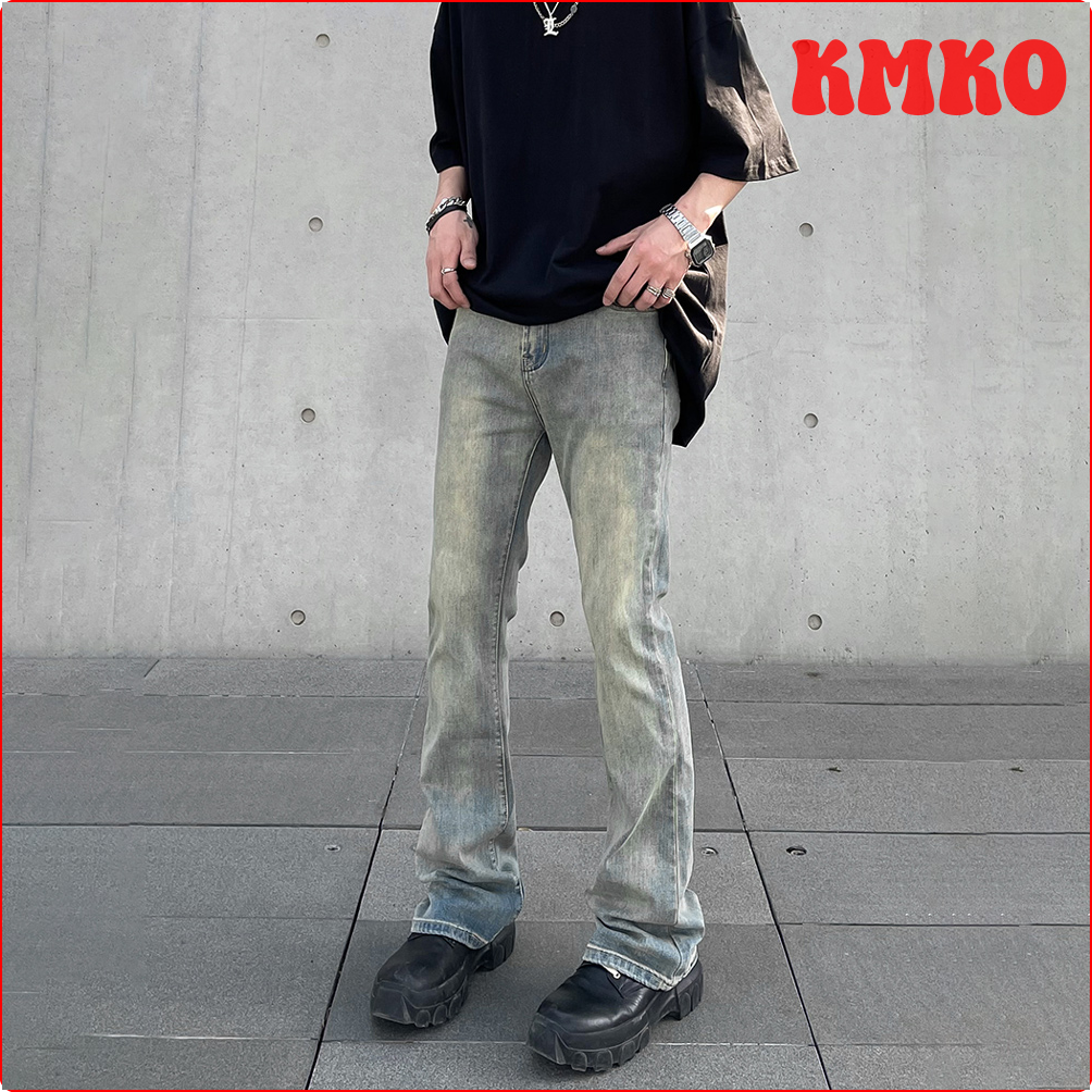 [KMKO] Skinny Jeans Men Y2k Street Summer Slim Vaqueros Pantalones Hombre Streetwear Casual Simple Autumn Trousers Gray Denim Pants Fit ✬✫✩ ราคา  2,435 บาท*ส่งฟรี