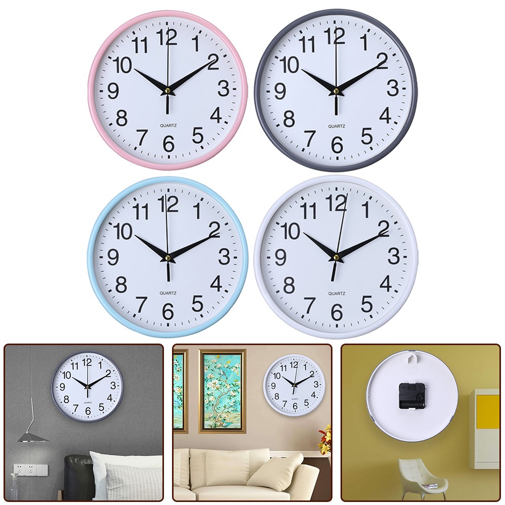 【Rockhouse】 20cm Đồng hồ treo tường hình tròn đen im lặng sử dụng trong nhà táo bạo số Ả Rập dễ dàng treo [Sản phẩm Mới]