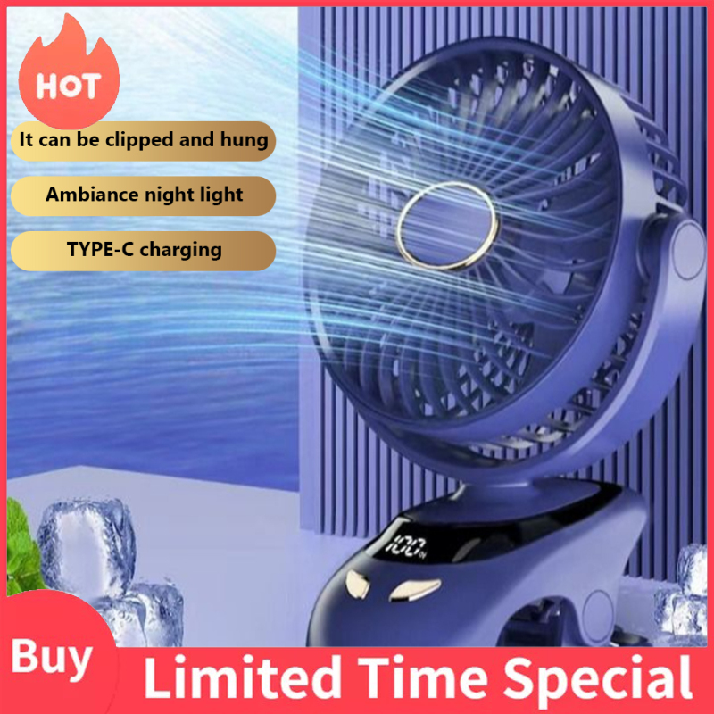 6 "Quạt có kẹp gắn sạc, quạt cánh nhỏ dễ di chuyển nhỏ với kẹp mạnh Grip 3000mAh 5-tốc độ & Màn hình LED lý tưởng cho phòng ngủ, văn phòng, phòng tập thể dục