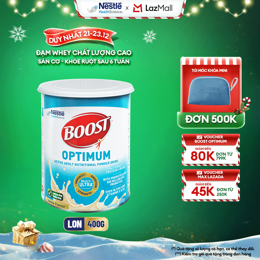 Sữa Bột NESTLÉ BOOST OPTIMUM Xuất Xứ Singapore Bổ Sung Dinh Dưỡng Giúp Cải Thiện Sức Khỏe Cho Người Lớn Tuổi 400G