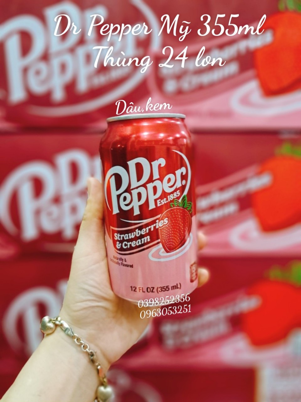 Nước ngọt Dr Pepper vị kem dâu Mỹ 355ml  Lốc 12 lon leetrinh