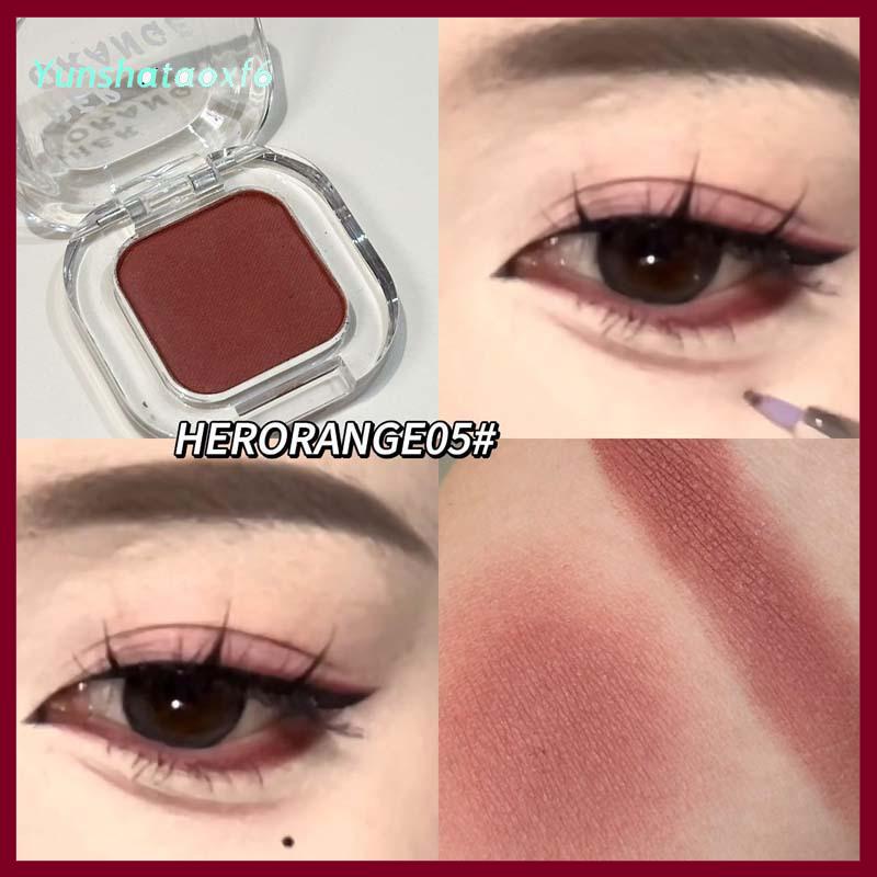 yunshataoxf Herorange đơn sắc Eyeshadow Palette Matte Eye Shadow Smoky ngọc trai long lanh Trái Đất thấp bão hòa Matte Eye Shadow trang điểm - 8