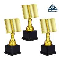 [rejtytr]3 Pcs Reading Music Gold Trophy Bulk with Base Gold Trophy Awards for Participation Singing Contests Study