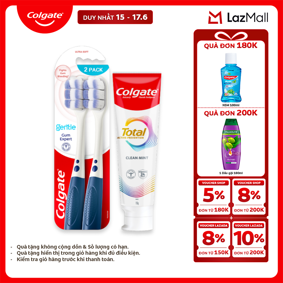 Bộ sản phẩm Colgate Total chăm sóc răng miệng toàn diện (Kem đánh răng  Bàn chải)