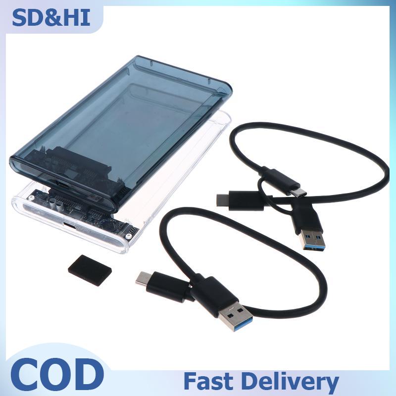 SD&HI เคสฮาร์ดไดรฟ์ภายนอก USB Type-C ขนาด2.5นิ้วแปลง SATA เป็น USB ความเร็ว5Gbps เคสสำหรับ HDD SSD ตัวเคสโปร่งใสรองรับพีซีและแล็ปท็อป ราคา 102 บาท*ส่งฟรี
