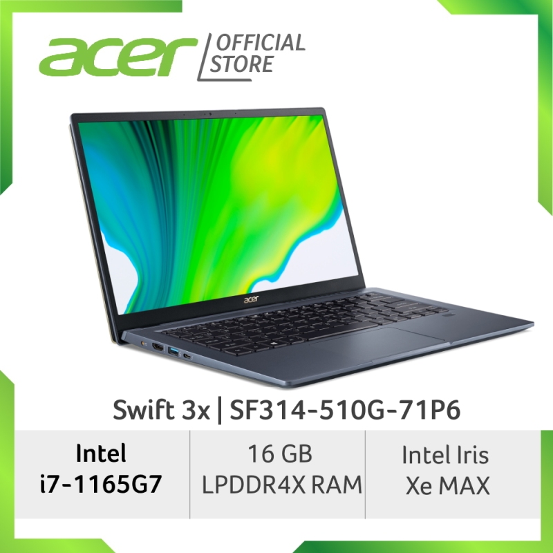 Acer Swift 3x SF314-510G-799X/SF314-510G-71P6 laptop with LATEST 11th Gen Intel Core i7-1165G7 processor and Intel Iris Xe MAX graphics