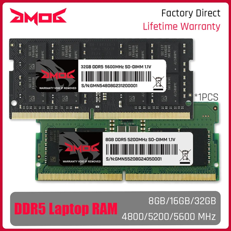 Gmog máy tính xách tay DDR5 RAM bộ nhớ 8GB 16GB 32GB 4800MHz 5200MHz 5600MHz SODIMM 262-Pin máy tính