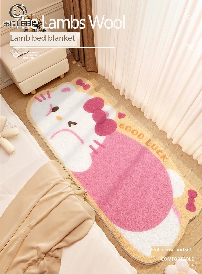 LEBI Phòng ngủ thảm Cạnh Giường Dễ thương Hello Kitty Girl thảm để cạnh giường in gió phim hoạt hình phòng Thảm chùi chân trẻ em