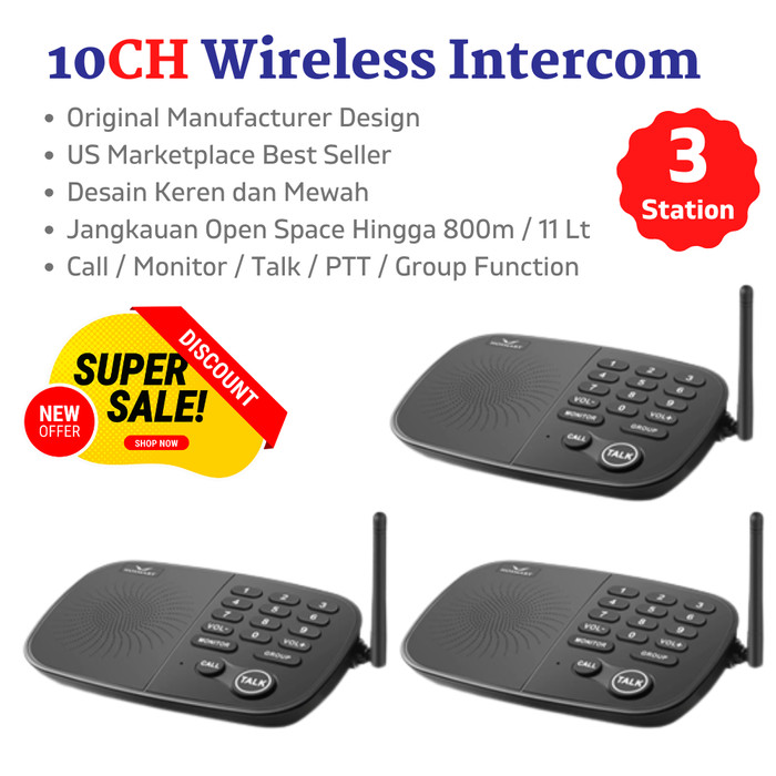 HOME SMART WIRELESS INTERCOM FM 10CH INTERKOM INTERPHONE HY810 3 PCS Giá 2,720,000 Đồng*Miễn phí vận chuyển
