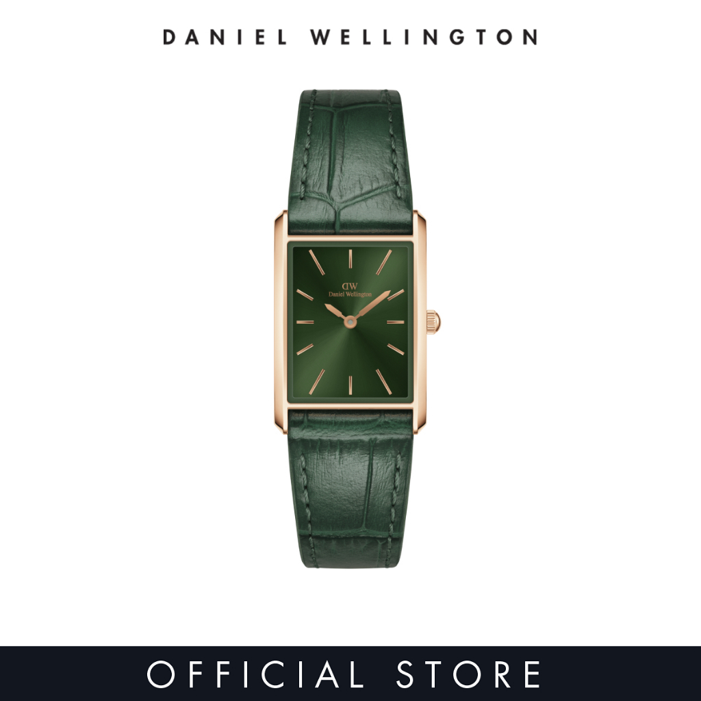 [2 years warranty] Daniel Wellington Bound 32x22mm Green Crocodile - Rose Gold - Emerald Sunray Dial - Fashion Watch for women - Croc Leather Strap Watch - Female Watch - DW Official - Authentic
