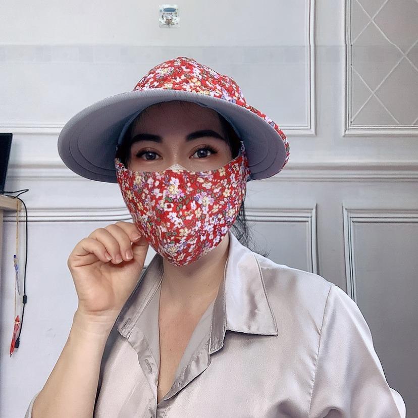 MŨ NÓN CHỐNG NẮNG NỮ HOẠ TIẾT BÔNG SÁNG KÈM KHẨU TRANG chống nam sạm da và tàn nhnag , kim yến mẹ và bé