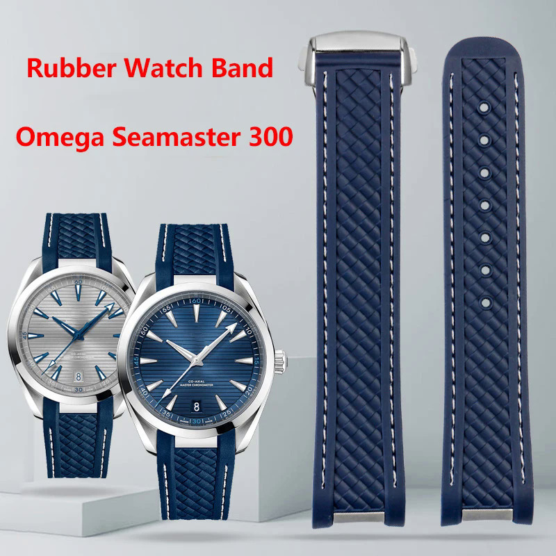 20มิลลิเมตรยางซิลิโคนสายนาฬิกาสำหรับโอเมก้า Seamaster 300 AT150 A Qua Terra แสงอัลตร้า8900เหล็กหัวเข็มขัดสีฟ้าสายนาฬิกาข้อมือสร้อยข้อมือ ราคา 786 บาท*ส่งฟรี