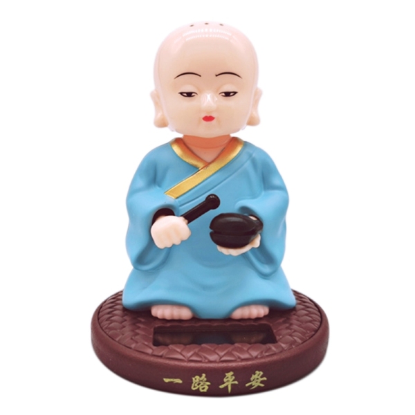 Solar Powered Shaking Head Monk Toy Home Office Desk Car Ornament Crafts Gift Car Interior Supplies Accessories