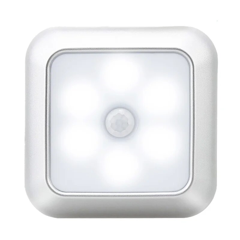 Vuông 6 LED Cảm ứng cơ thể con người đèn ban đêm ánh sáng thông minh contorl cảm biến chuyển động hồng ngoại đèn cầu thang tủ