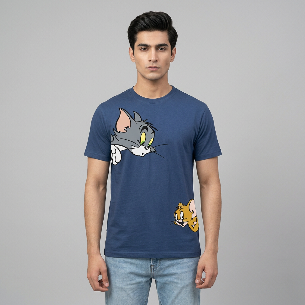 Famousr Cartoon Tom And Jerry Printed summer Half Sleeves O Neck T shirt For Men And Boys