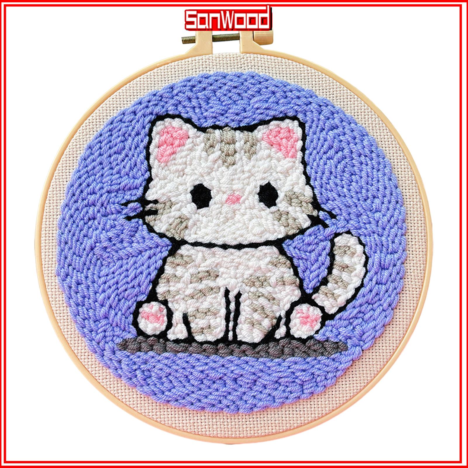 Embroidery Starter Kit Punch Needle Craft Kit Punch Needle Embroidery Kit for Beginners – Diy Animal Flower Coaster Set with Hoop Yarn Tools Instructions – Handmade Craft Kit for Adults Kids