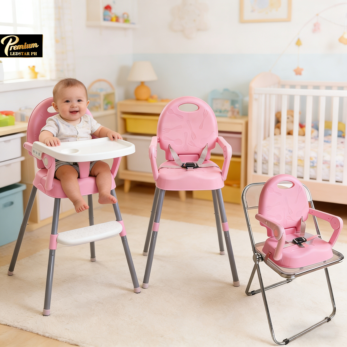 Baby Toddler Adjustable Height High Chair and Removable Table Booster Feeding Dining Seats Chairs