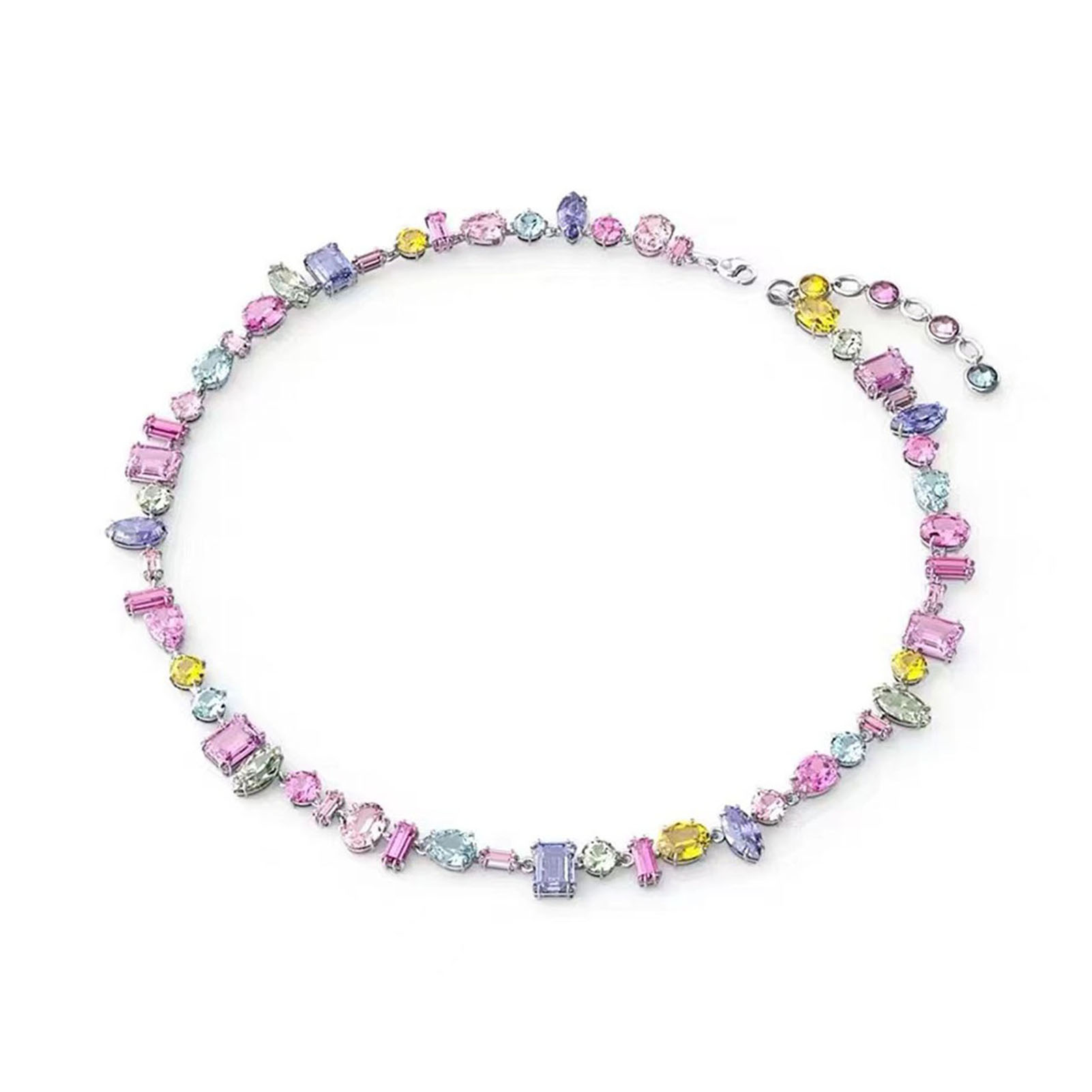 Cherise Symbolic Charm Necklace Hope Faith Bracelet Colorful Cubic Zirconia Bracelet Necklace Set Perfect Gift for Mother's Day Weddings Holidays Adjustable Length Women's Jewelry in Candy Colors