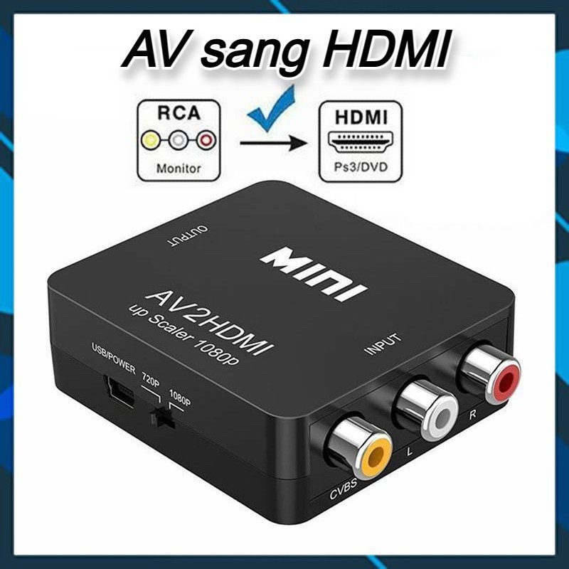 HD02 [AV to HDMI] Bộ chuyển đổi Video AV sang HDMI 1080p Công cụ chuyển đổi tổng hợp Tương thích HDMI với RCA CVSB L / R KKS