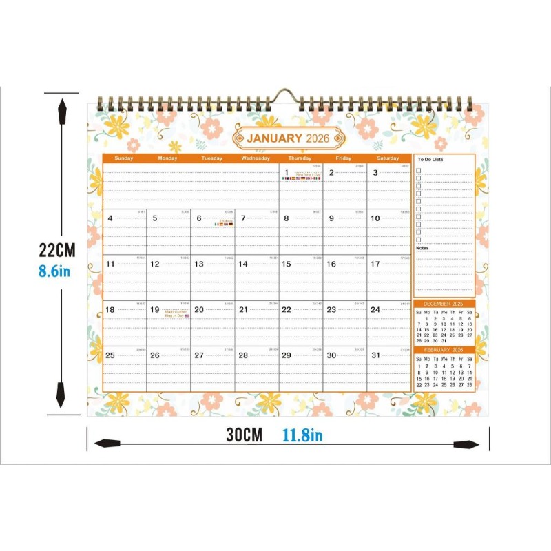 MISHILEI ปฏิทินตั้งโต๊ะปี 2026 ปฏิทินแขวนผนัง calendar ปฏิทินใจเย็น วันหยุด วันพระ วันสำคัญ มีใบ้เลข ภาพรวมตลอดทั้งปี