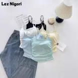 LAZ nigori áo dây Ruched dễ thương với đệm tích hợp, mặc bên trong thời trang hoặc lớp ngoài cho phụ nữ
