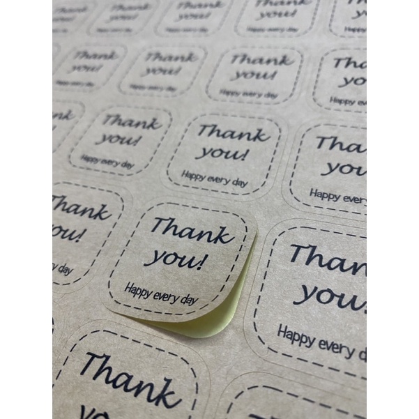 Combo 50 tem dán thank you mẫu vuông - giấy kraft
