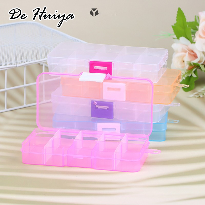 DEHUIYA 1ชิ้น10ช่องสามารถปรับกล่องเก็บเครื่องประดับพลาสติกสามารถถอดแยกชิ้นส่วนกล่องเก็บคู่มือ DIY เครื่องประดับข้าวองค์กรกล่องเครื่องประดับใหม่ ราคา 9 บาท*ส่งฟรี