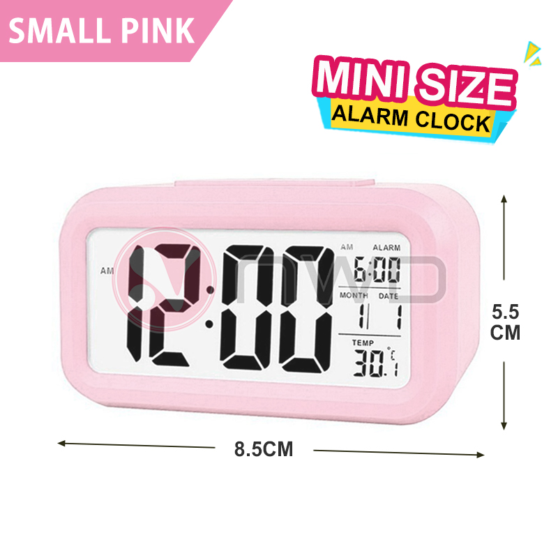 《 𝗔𝗨𝗧𝗢 𝗦𝗘𝗡𝗦𝗢𝗥 》Digital LCD Smart Temperature Mute Backlight Alarm Clock Snooze Temperature Date Student Jam Meja 闹钟