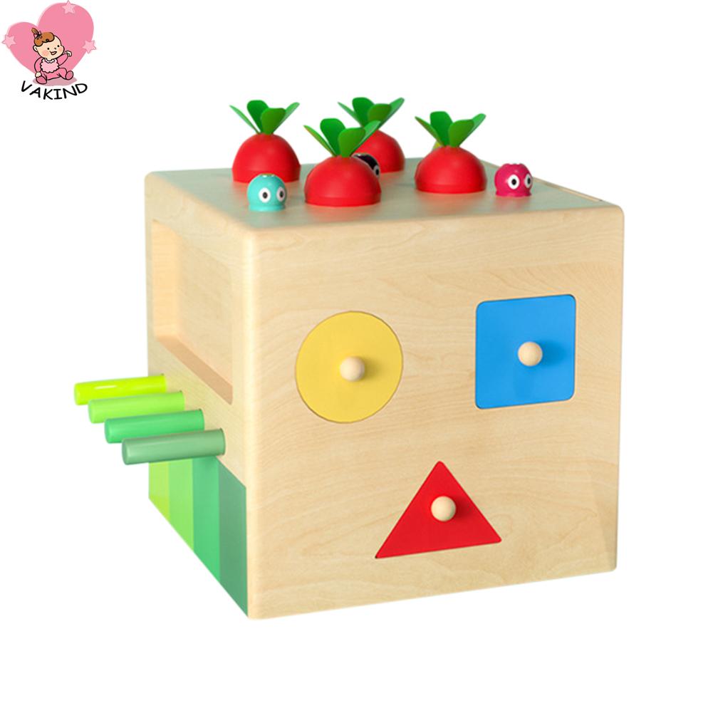 【New Arrival】Fun Plucking Radish Toy Congnitive Shape Early Childhood Educational Toys Children Puzzle Children Wooden Sorting Box Toys for 3 Years Old and Up Kids
