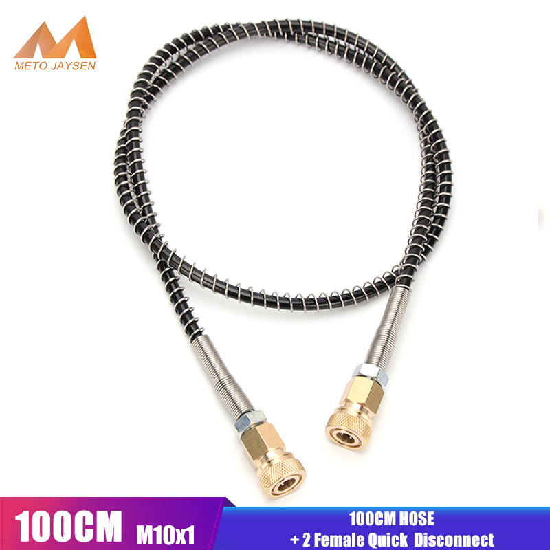 100cm áp lực cao nylon Hose với m10x1 chủ đề kết nối nhanh khớp nối 40mpa PCP bơm pneumatics không khí bơm lại với mùa xuân bọc
