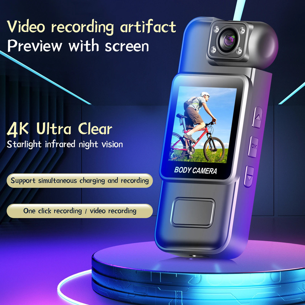กล้องบันทึกวิดีโอแบบพกพา ความละเอียด 4K: เลนส์ปรับมุมได้ 180° เหมาะสำหรับการบันทึกภาพกลางแจ้งและการปฏิบัติงาน ราคา 687 บาท*ส่งฟรี
