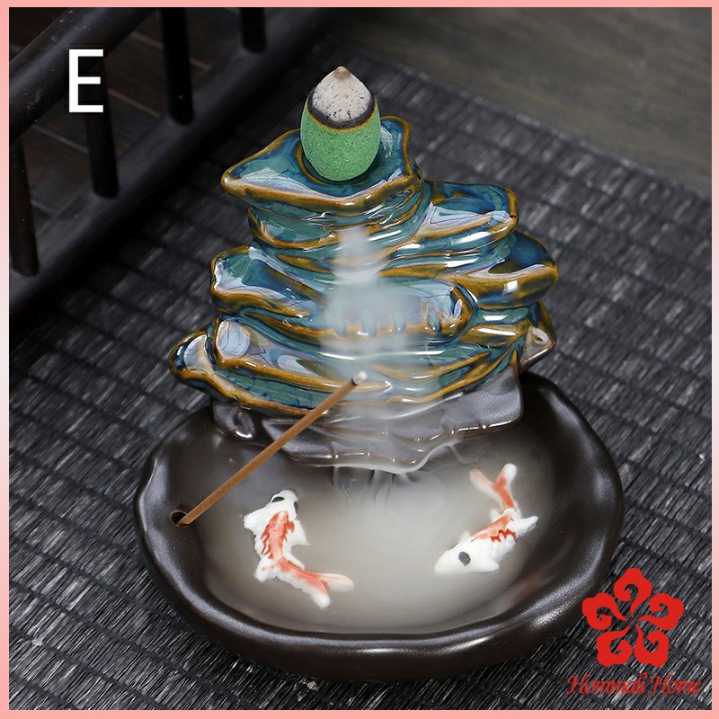 กระถางธูปกำยานควันน้ำตก สไตล์หิน / ดอกบัว incense burner