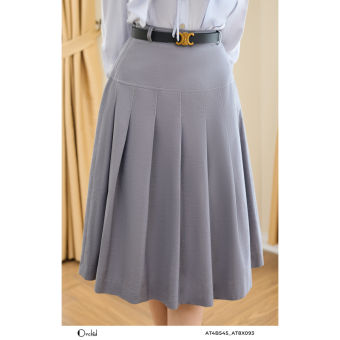 Chân váy dài xếp ly thiết kế eo cao denim phối đai Orchid - AT8X093