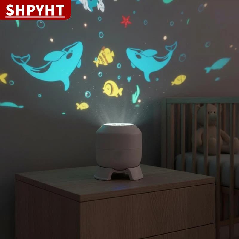 [COD] SHPYHT Led đại dương chiếu ánh sáng ban đêm 360 độ xoay năng động USB môi trường xung quanh đèn cho giấc ngủ Viện trợ trẻ em phòng ngủ
