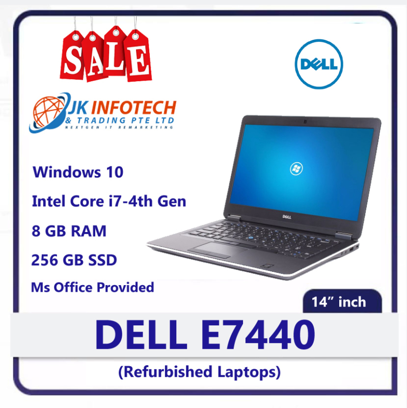 Dell Latitude E7440 (Refurbished) | intel core i7 -4th Gen | 8GB RAM | 256 GB SSD | 14 inch Display Screen | Windows 10 | Ms office