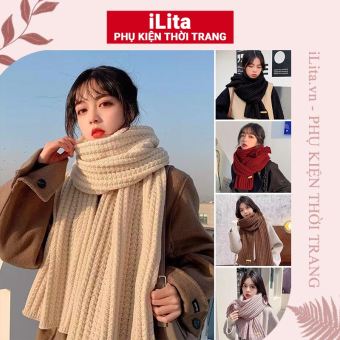 Khăn quàng cổ nữ mùa đông len lông cừu choàng cổ đẹp giữ ấm đủ màu trơn đen, đỏ, be, hồng