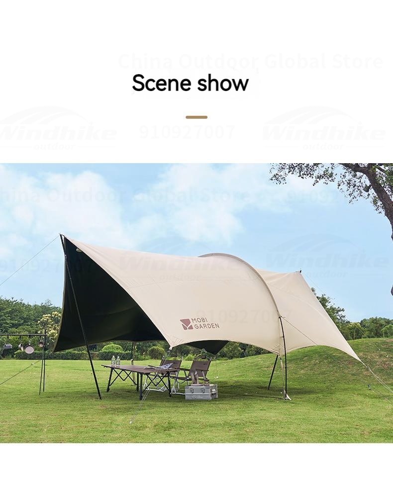 MOBI GARDEN Outdoor Camping Picnic Tent Anti-vinyl Canopy Rain Anti-ultraviolet 50+ Large-size Tunnel-type Oxford View D250 · v49