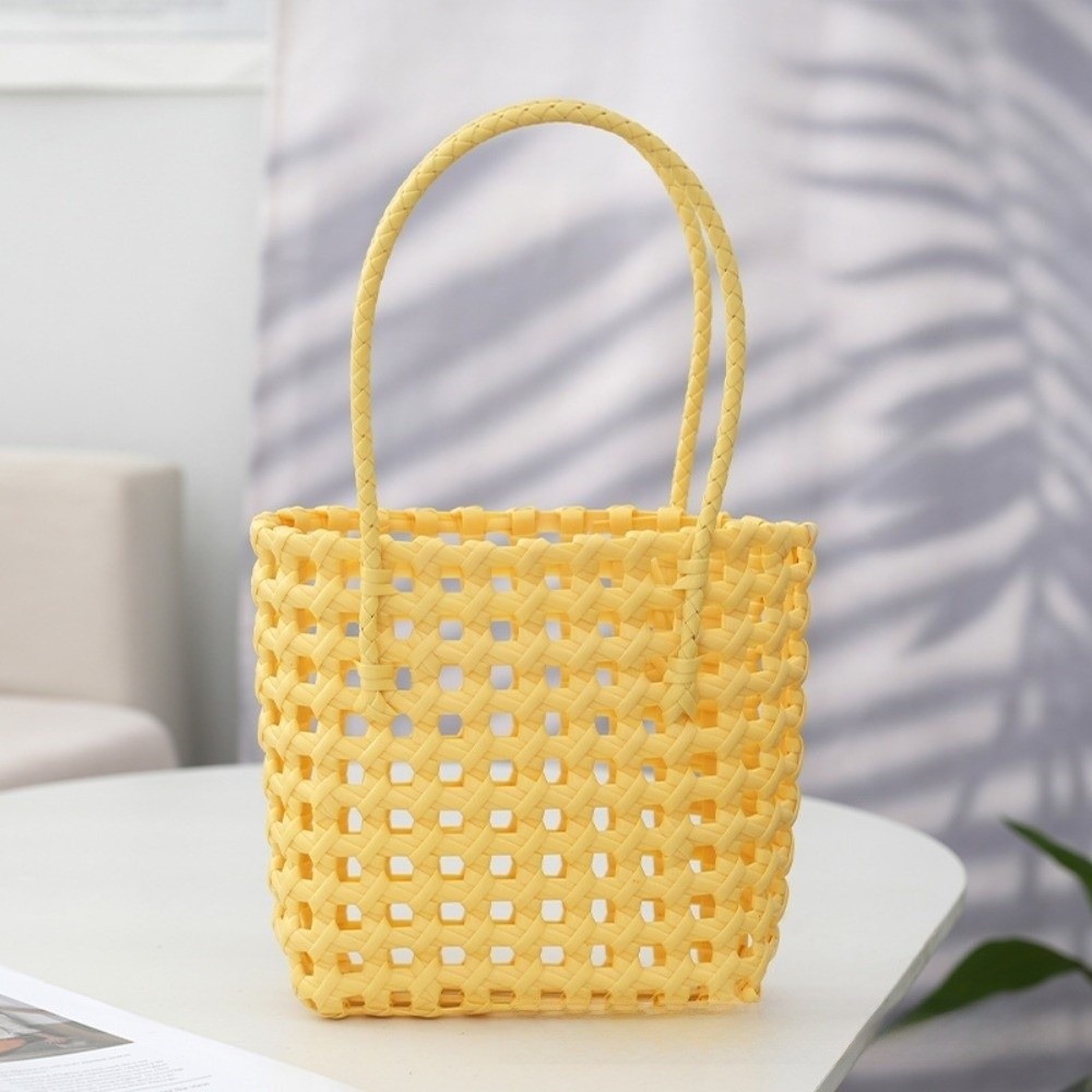 ELY3591 Thiết kế dệt Túi dệt rỗng Vật liệu nhựa Tay cầm mềm mại Túi giỏ Phụ nữ Nhẹ Túi xách đi biển Kỳ nghỉ - 3