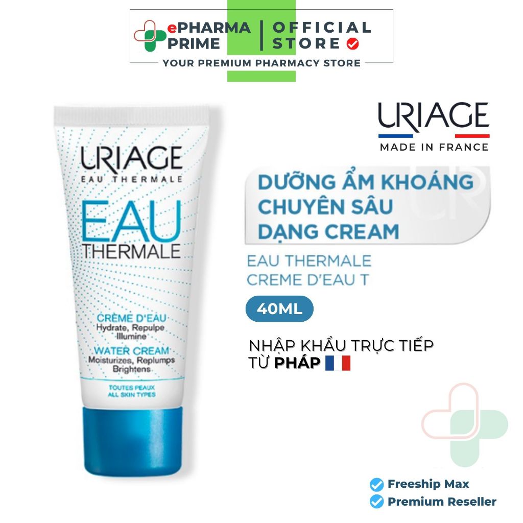 Kem Dưỡng Ẩm Khoáng Uriage Eau Thermale Crème D'eau Cho Da Thường, Da Hỗn Hợp 40ml