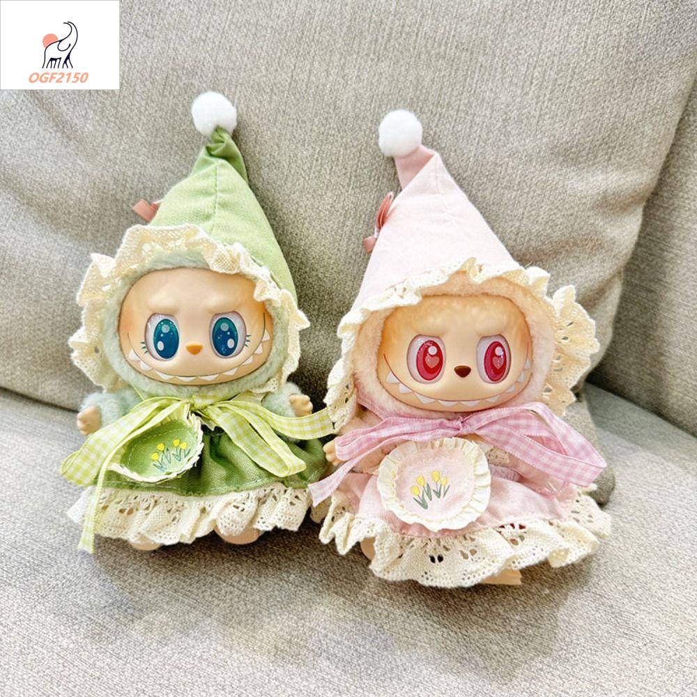 OGF2150 Mũ Lưỡi Trai Váy búp bê thời gian labubu 17cm Bộ đồ Yêu Tinh Nơ Váy Búp Bê labubu nhung lông Thời trang Thời trang Váy búp bê vải bông 17cm Phụ kiện búp bê cotton