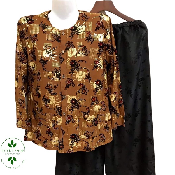 Bộ Đồ Bà Già Áo Bà Ba Nắng Hiđro Áo Ép Nhung Quần SaTanh